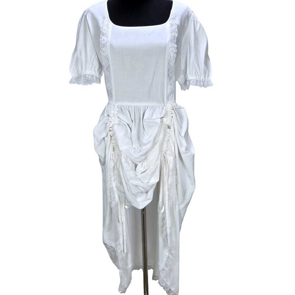 Women's Pirate Dressing Large White Lace Trim Bustle Adjustable Dress‎ Victorian - Picture 2 of 6
